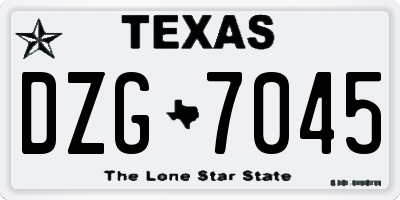 TX license plate DZG7045