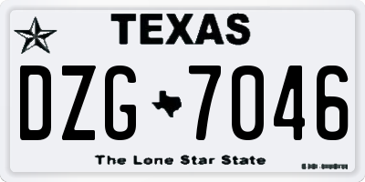 TX license plate DZG7046