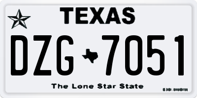 TX license plate DZG7051