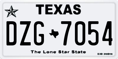 TX license plate DZG7054