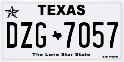 TX license plate DZG7057