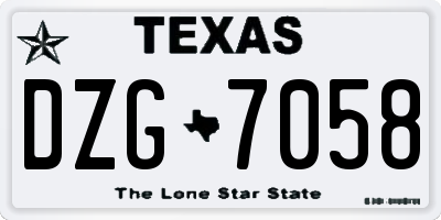 TX license plate DZG7058