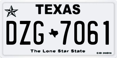 TX license plate DZG7061