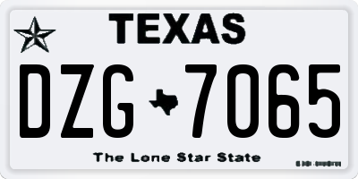 TX license plate DZG7065