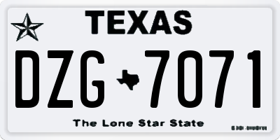 TX license plate DZG7071