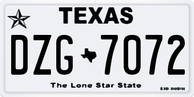 TX license plate DZG7072