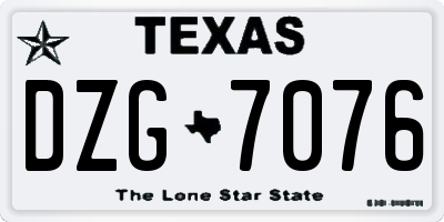 TX license plate DZG7076