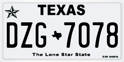 TX license plate DZG7078