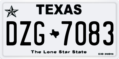 TX license plate DZG7083