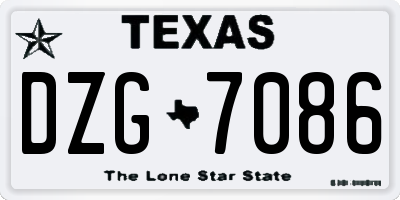 TX license plate DZG7086