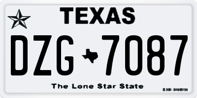 TX license plate DZG7087