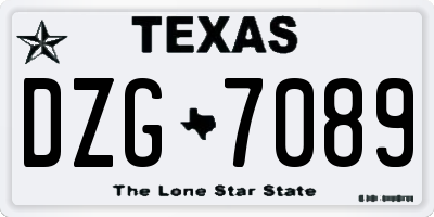 TX license plate DZG7089
