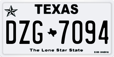 TX license plate DZG7094