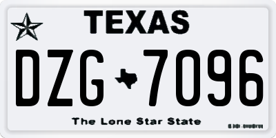TX license plate DZG7096