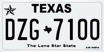 TX license plate DZG7100