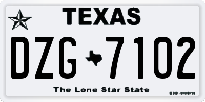 TX license plate DZG7102