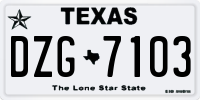TX license plate DZG7103