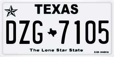 TX license plate DZG7105