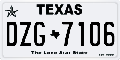 TX license plate DZG7106