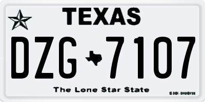 TX license plate DZG7107