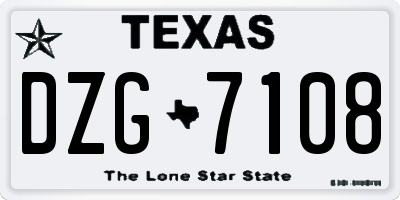 TX license plate DZG7108