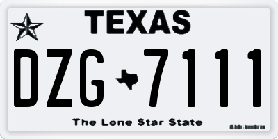 TX license plate DZG7111