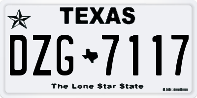 TX license plate DZG7117