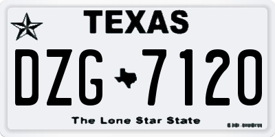 TX license plate DZG7120