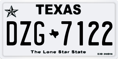 TX license plate DZG7122
