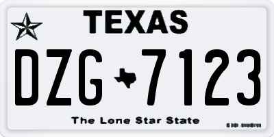 TX license plate DZG7123