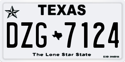 TX license plate DZG7124