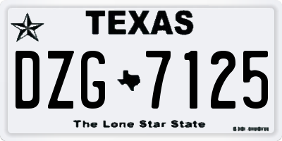 TX license plate DZG7125