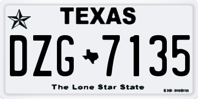 TX license plate DZG7135