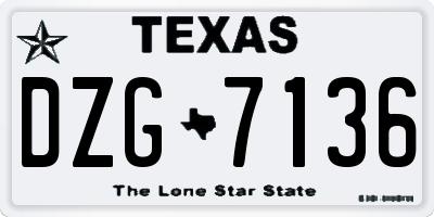 TX license plate DZG7136
