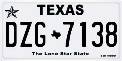 TX license plate DZG7138