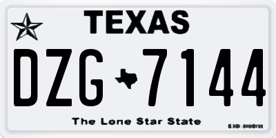 TX license plate DZG7144