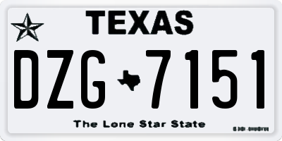 TX license plate DZG7151