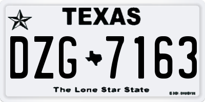 TX license plate DZG7163