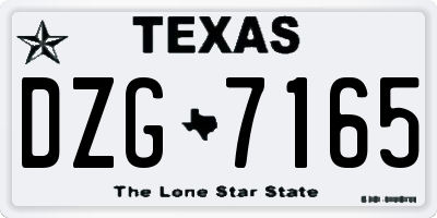 TX license plate DZG7165