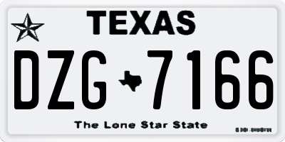 TX license plate DZG7166