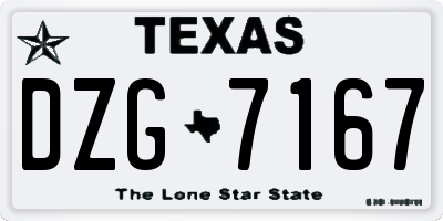 TX license plate DZG7167
