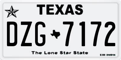 TX license plate DZG7172