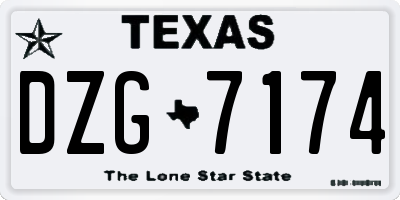 TX license plate DZG7174
