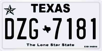 TX license plate DZG7181