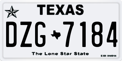 TX license plate DZG7184