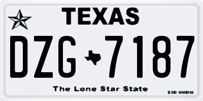 TX license plate DZG7187