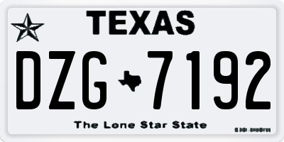 TX license plate DZG7192