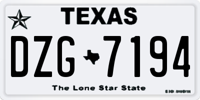TX license plate DZG7194