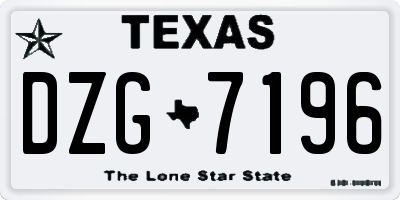 TX license plate DZG7196