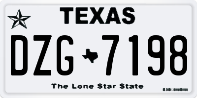 TX license plate DZG7198